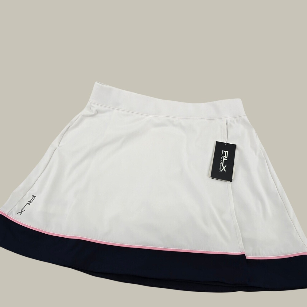 RLX Ralph Lauren Golf Skort Womens Performance Colorblock White Navy Pink Size M